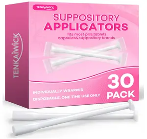 TENKAIWICK 30 Pack Disposable Vaginal Suppository Applicator for Women, Vaginal Applicator fits Size 0/00 Cap-Sules and Most Pills, Tablet Suppositories, Individually Wrapped