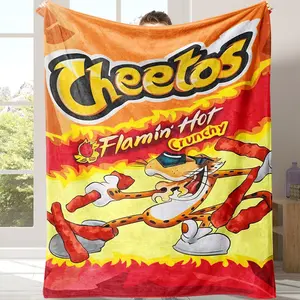 Cheetos Pattern Flannel Blanket, 1 Count Soft Comfortable Warm Throw, Air-conditioned Room Blanket, Room Accessories Warm Nap Blanket for Home Office Travel Camping