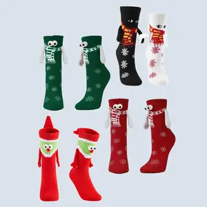 Magnetic Christmas Matching Socks Hand in Hand Couples Best Friends, Crew Socks, Accessories, Stocking Stuffer, Gift ideas for Her, Gift ideas for Him. Unisex socks for Men and Women Womenswear Comfort Bridal