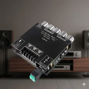 2.1CH Bluetooth Amplifier Board 50W+50W RMS with 100W Subwoofer Output High Bass Treble Independent Control for DIY Speaker Home Theater Audio System HiFi Amplifier Module