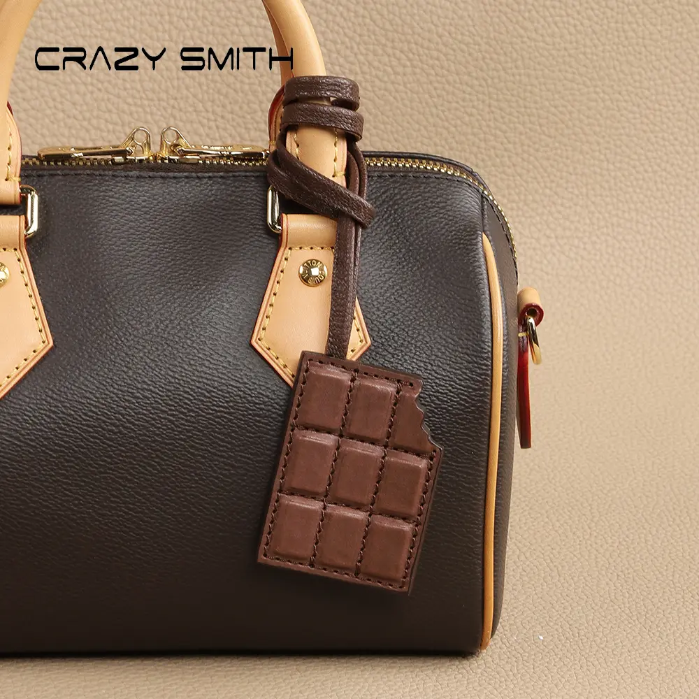 100% Genuine Leather Chocolate Leather Keychain DIY Kit | Hand-Stitched & Customizable Charm for Bag,Wallet Decor Fashionable Handbag