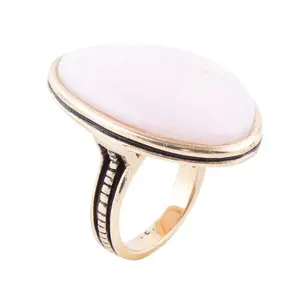 Pink Opal Golden Statement Ring