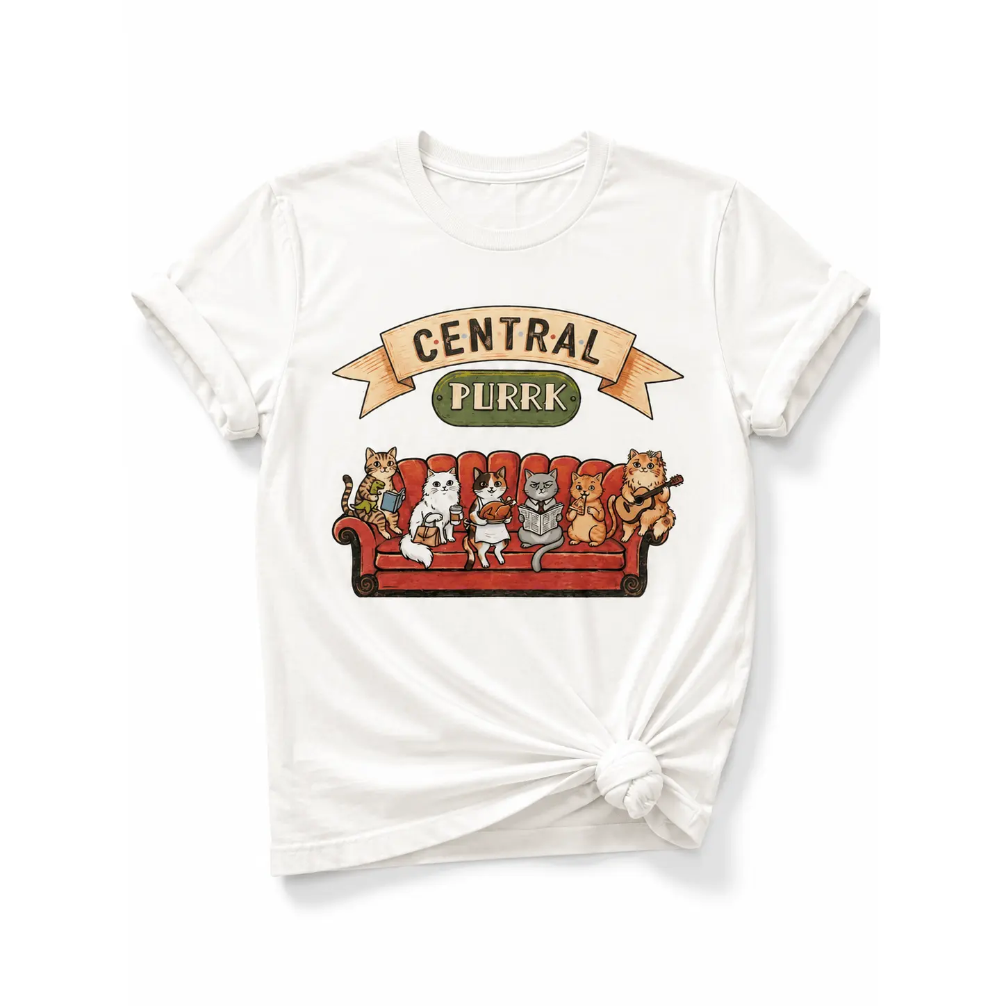 Plus/Reg Short Sleeve Central Purrk Cat Friends Graphic Tee