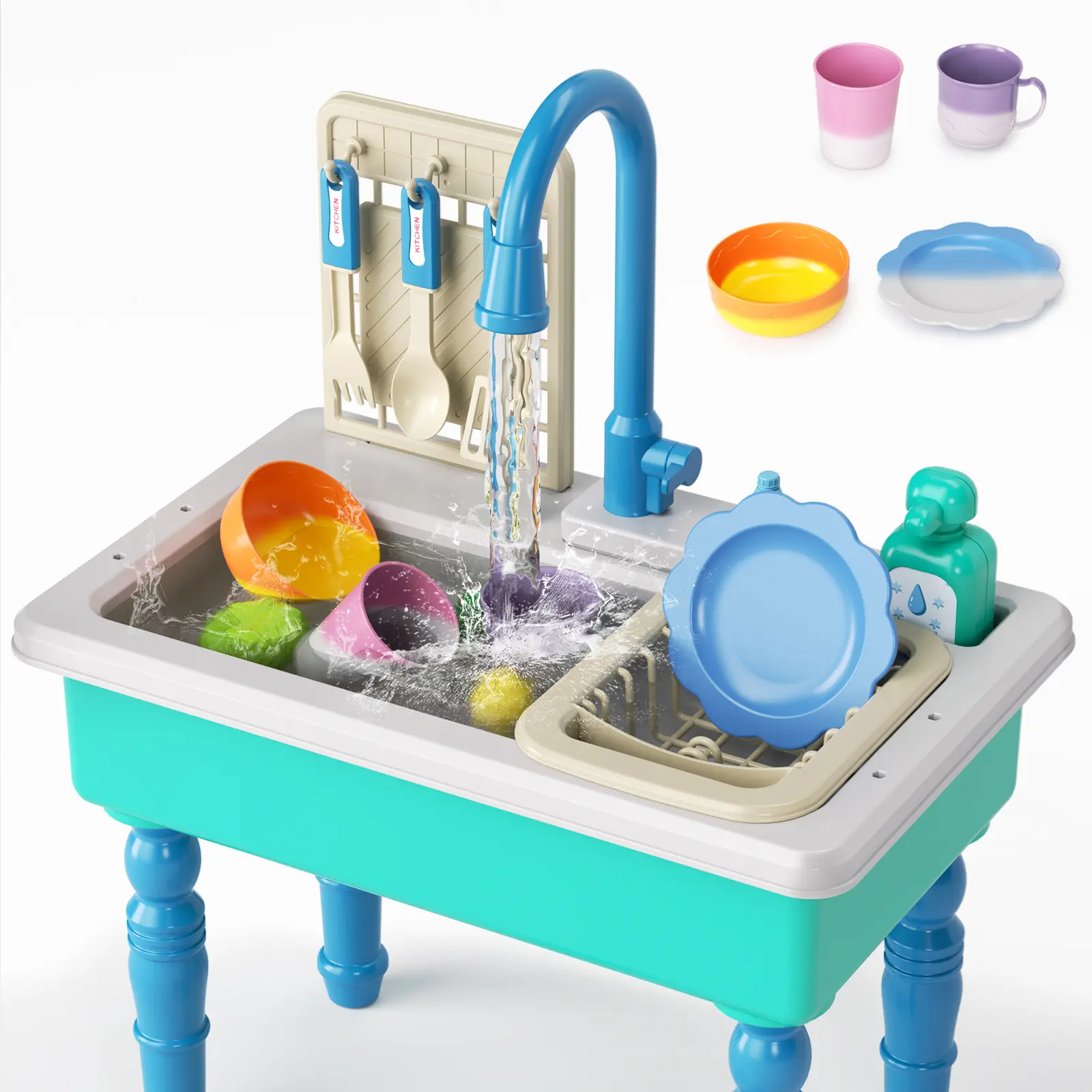 Kids' Interactive Toy Sink Set with Magic Plates! They change color in warm water, sparking fun & curiosity during pretend play. A must-have! outdoorfun Play Kitchen Accessories Play Food Set