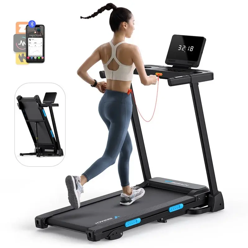 Merach T12 Foldable Walking Treadmill with 6% Manual Incline 7.5MPH Quiet Treadmills for Home with Double Deck Technology, 4 Silicone Shock Cushion, Heart Rate Monitoring 16.5" Wider Belt Summervibes