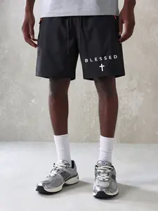 Men's Quick-Dry Fitness Shorts with Print, Summer Cool Breathable Running Gym Shorts, Pocketed, Ideal for Basketball Training