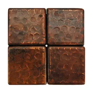 2" x 2" Hammered Copper Tile