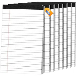 5x8 Legal Pads Writing Pad Note Pads, 8 Pack College Ruled Lined Paper Pad, White Perforated Notebook,  Notepads for School Office , 30 Sheets/Pack