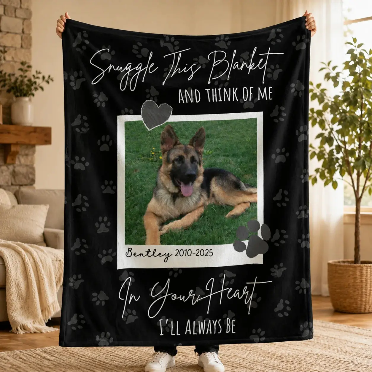 [Made-to-Order] Personalized Pet Memorial Photo Blanket Custom Dog Remembrance Gift Snuggle This Blanket