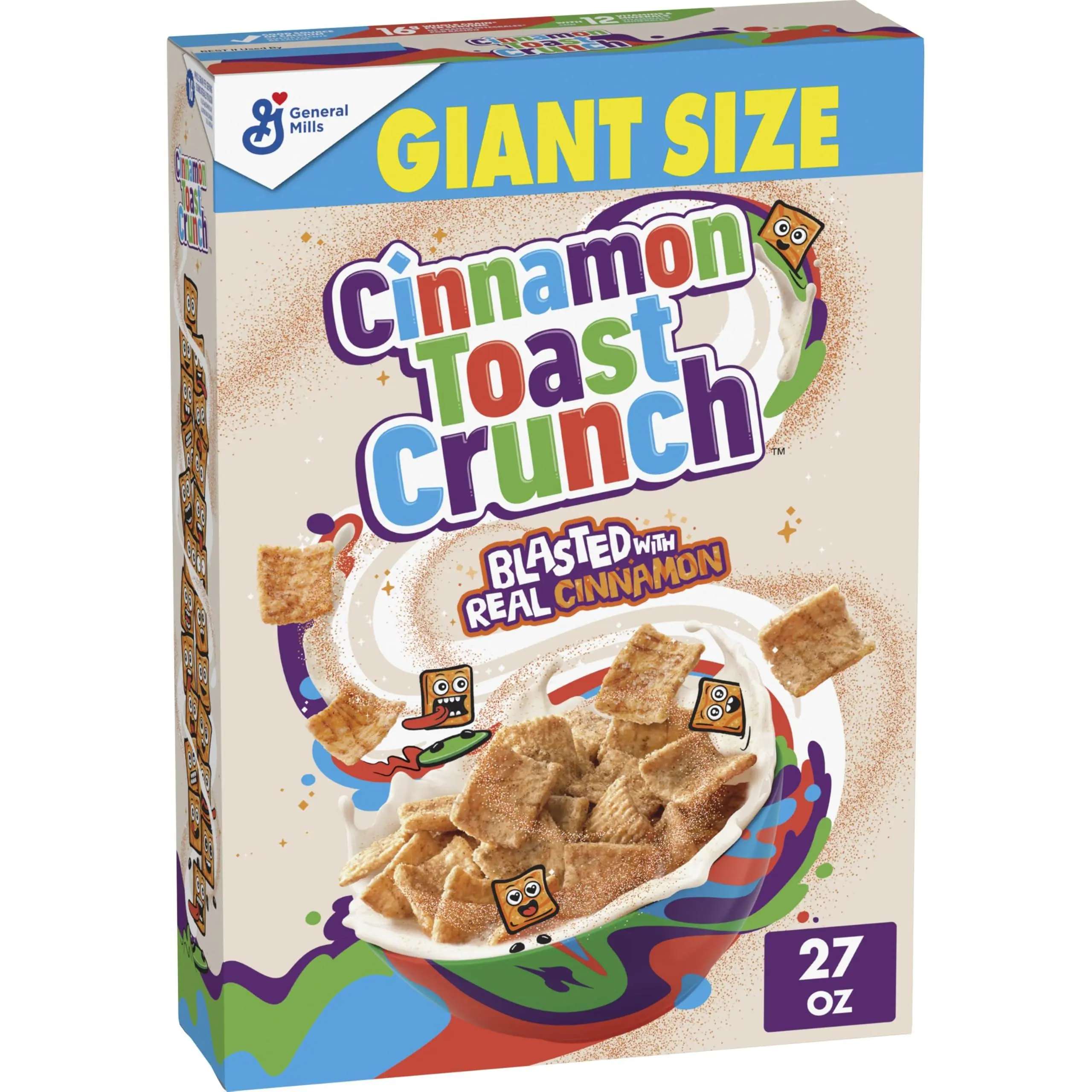 Cinnamon Toast Crunch Breakfast Cereal Food - Crispy Cinnamon-Flavored, Giant Size 27oz Box