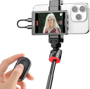 4K 30FPS Phone Vlog Selfie Monitor Screen, Wired Mini Monitor for iPhone Rear Camera with Magnetic Phone Clip & Bluetooth Remote for Vlog Live Stream TikTok