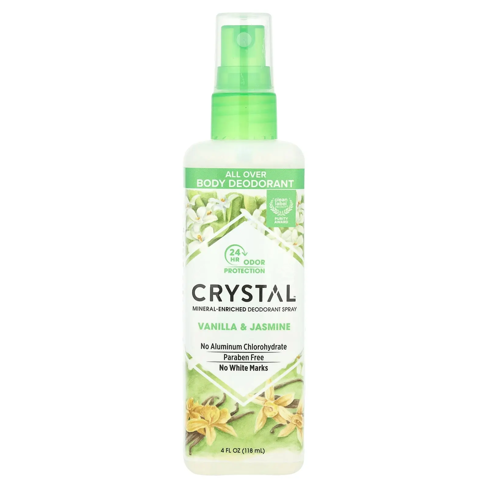 CRYSTAL Mineral-Enriched Deodorant Spray, Vanilla & Jasmine, 4 fl oz (118 ml)