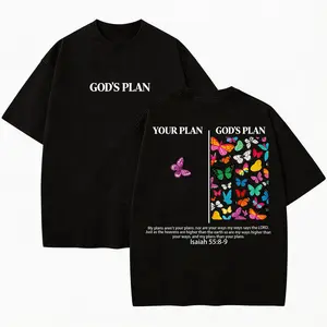 New men’s series — “God’s Plan” unisex washed T-shirt, Christian-themed T-shirt, retro ’90s graphic tee, fashionable gift top, cotton street-style summer wear, a great choice for gifting—for her or him