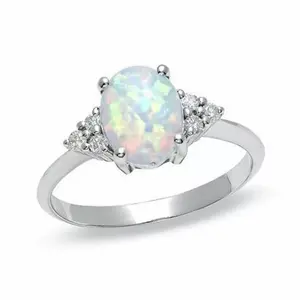 925 Fire Opal Ring in Genuine Sterling Silver, Ring Size 6-9 USA