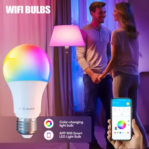 DAYBETTER Smart Light Bulbs 16 Million Colors RGBCW WiFi Bluetooth LED A19 800 Lumens Music Sync Voice Control Group Timer Function AC 120V