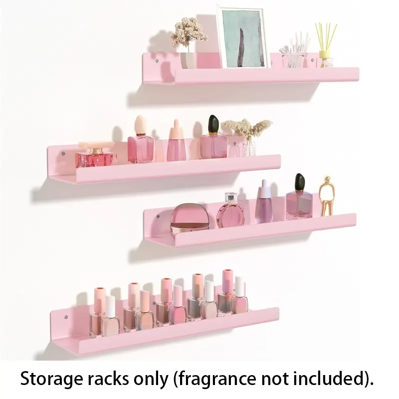 4 Pcs Display Shelf Perfume Organizer Storage, 15" Acrylic Shelves for Wall Decor, Floating Bookshelves for Bathroom, Bedroom, Living Room Decor