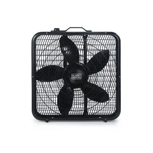 BLACK+DECKER 20” Box Fan with 3 Speed Settings, Powerful 80W Motor, 5-Blade Portable Fan with Carry Handle, Rotary Knob, Cooling For Home, Office, Garage, Basement & More, BFB20SB, Black