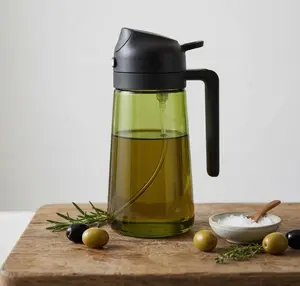 2 Count 2 in 1 Oil Sprayer and Dispenser 16oz 470ml Dark Glass Olive Oil Spray Bottle for Kitchen Cooking Air Fryer Salad BBQ Utensils