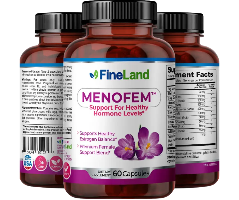 FineLand MENOFEM Support for Healthy Hormone Levels, Support Healthy Estrogen Balance, Premium Female Support Blend feminine balance Healthcare Fitness