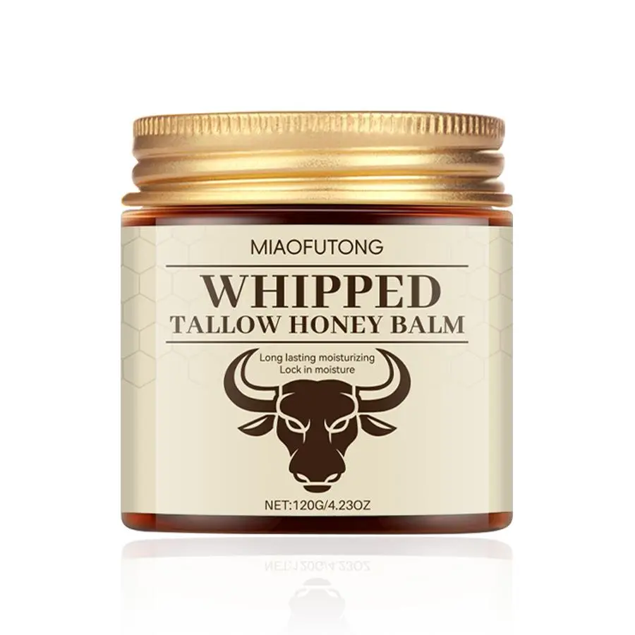 Whipped Grass-Fed Tallow Honey Balm, All Natural Body Butter for Daily Skin Moisturizing & Firming - Handmade Body Care Cream for Dry Skin, 4 oz
