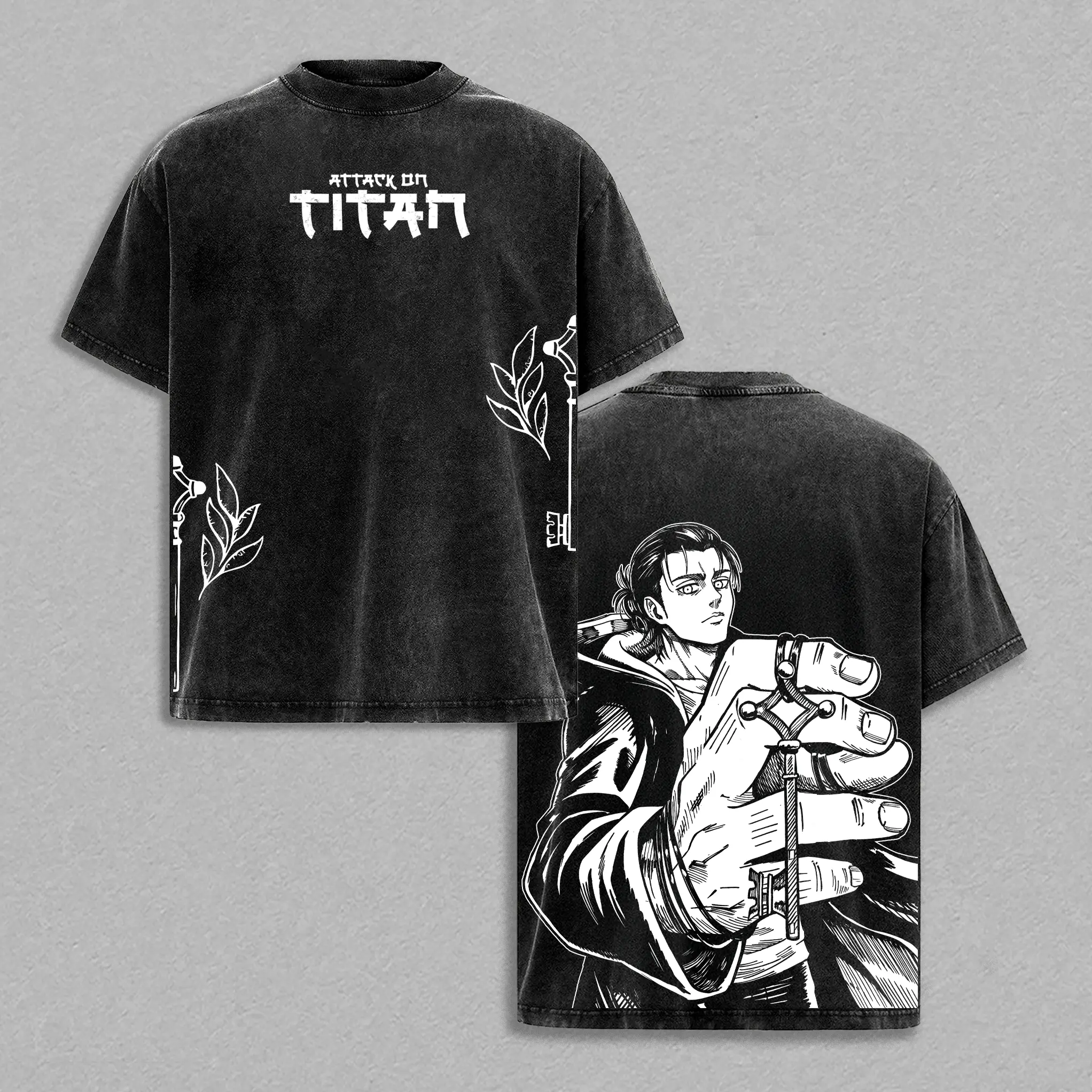 Eren Yeager Basement Key Scene Attack On Titan Anime Graphic T-Shirt, Eren Founding Titan Arc Manga Streetwear Tee, Vintage Washed Oversized Heavy Cotton Shirt, Japanese Anime Graphic Top, Gift For AOT Fans