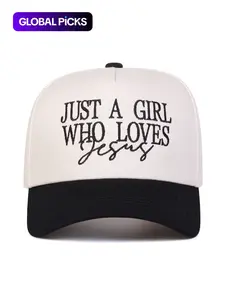 "Just a Girl Who Loves Jesus" Embroidered Letter Trucker Cap, Casual Outdoor Sports Hat for Men & Women, Perfect Gift for Faithful Friends & Family, Script Trucker Hat