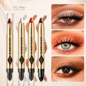 2 in 1 Pearly Eyeshadow Stick Pencil Waterproof Glitter Matte Shimmer Eyeshadow Makeup High Pigmented Eyelid Under Crease Eyeshadow Pen