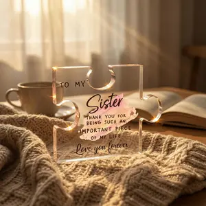 Sisters Acrylic Jigsaw Plaque 3.5×4in or 4×4.8in Custom Friendship Keepsake Assemblable 2D Puzzle Photography Prop Sentimental Gift for Sisters Best Friends Birthdays Weddings Thanksgiving Christmas