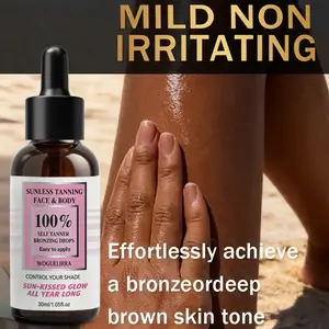 Tanning Serum Sunless Tanning Bronzing Drops 30ML, Quick Powerful Tan Intensifier Self Tanner, Lasting Wheat Colored Skin, for Face Body Arms Legs, Unisex, All Year Long Effortlessly