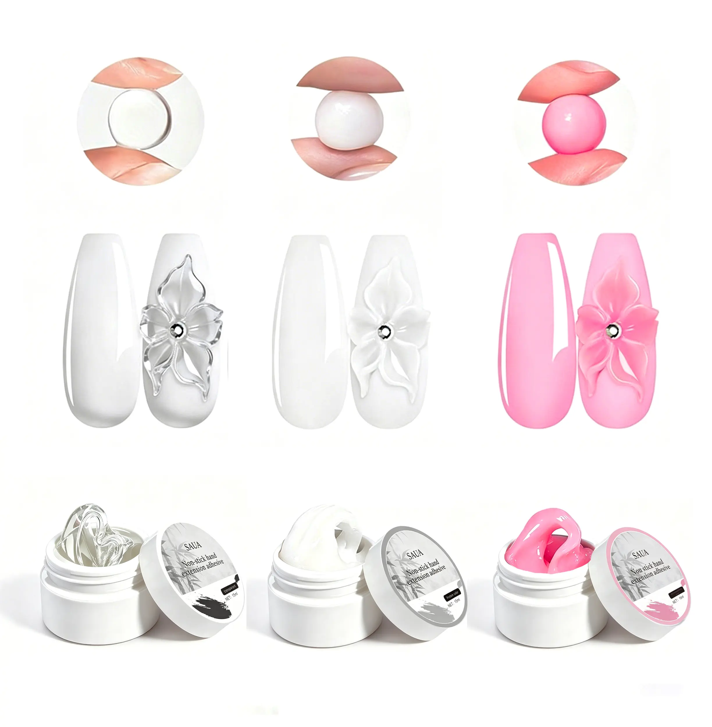 3D Gel Nail Art Sculpture, 3PCS  15ML 3D Molding Gel for Nails Non Stick Hand Solid Builder Gels Home Manicure, Nail Salon, Nail Charms, Solid, Extension, Carving, Molding Hard Gels DIY Nail