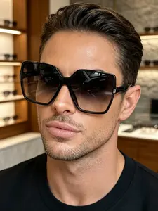 Men’s Trendy Oversized Square Sunglasses, Gradient Fashion Shades, Stylish Versatile Eyewear for Driving, Commuting, Daily Streetwear, Travel, Beach Vacation and Photos, Valentine’s Day and Father’s Day Gift