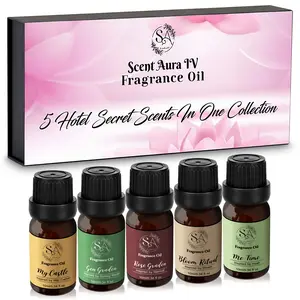Scent Aura IV Diffuser Oils - 5 Hotel Secret Scents in One Collection Inspired by Marriott Ritz Carlton Park Hyatt Westin & Galaxy Macau for Diffusers