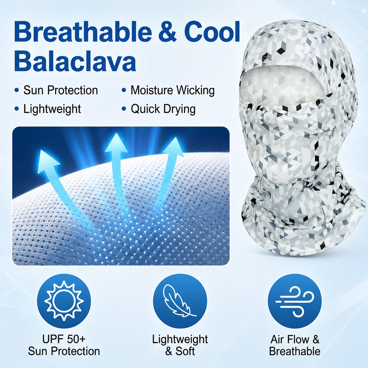 Cooling UV Face Cover Balaclava – Breathable Sun Mask for Cycling, Running, Fishing & Hiking headgear warmth neck warm neck warmer full ear protection great holiday gift picks creator shop gear outdoor 2pc