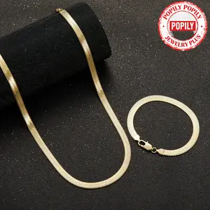 [Mother's Day Gifts]14K Gold-Plated Herringbone Choker Necklace for Women & Men, Dainty Flat Snake Chain, Titanium Steel, Non-Tarnish Minimalist Layered Jewelry, Lightweight & Luxurious Everyday Clavicle Necklace