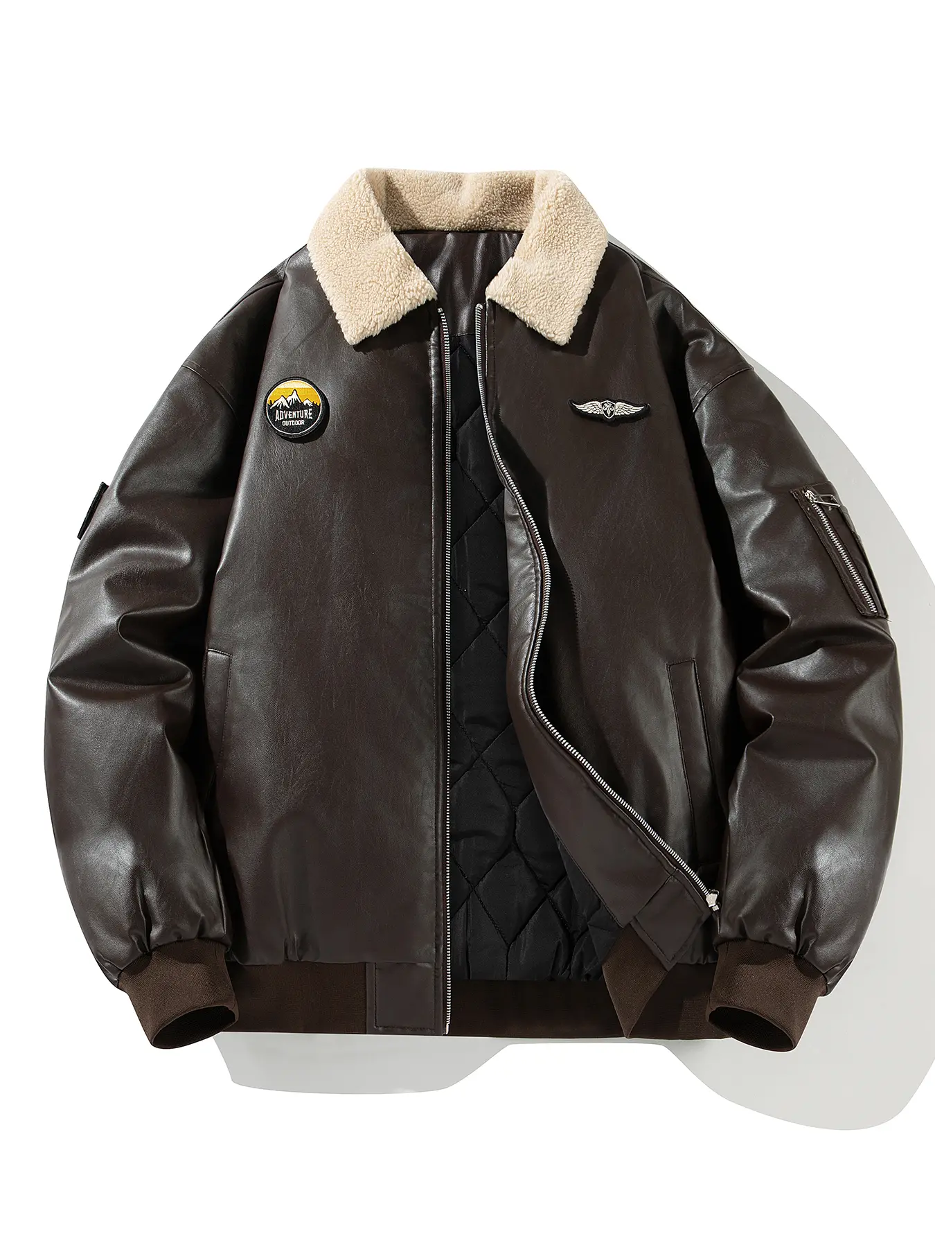 Men's classic faux leather biker jacket - windproof, cotton lined, multi-pocket design for hiking, skiing and outdoor activities, stylish for men and a great winter gift for your boyfriend Puffa jacket windbreaker jackets leather jacket
