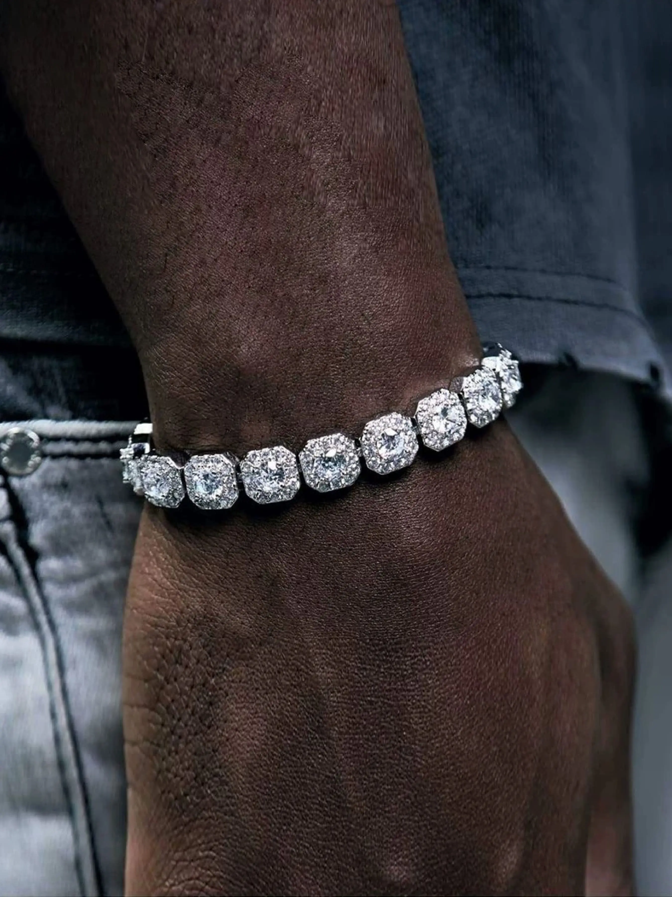 Elegant Square Zirconia CZ Bling Tennis Bracelet, Unisex Fashion Jewelry, High-End Shiny Accessory, Exquisite Classic Wrist Accessory for Daily Wear