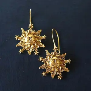 Celestial Sunburst Gold Earrings