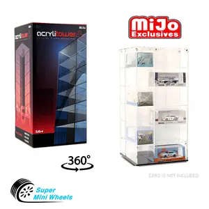 Showcase 1:64 Acrylitower+ Large 24-Car Display Desk Top Spinner with Cover