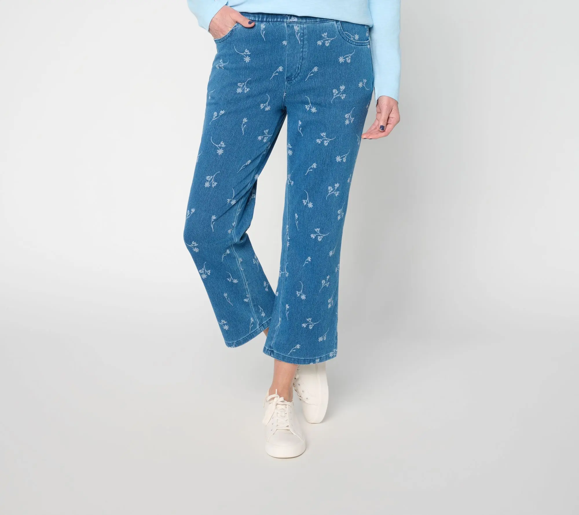 Denim & Co. Petite Printed Comfy Knit Air Crop Pants Denim & Co. Petite Printed Comfy Knit Air Crop Pants