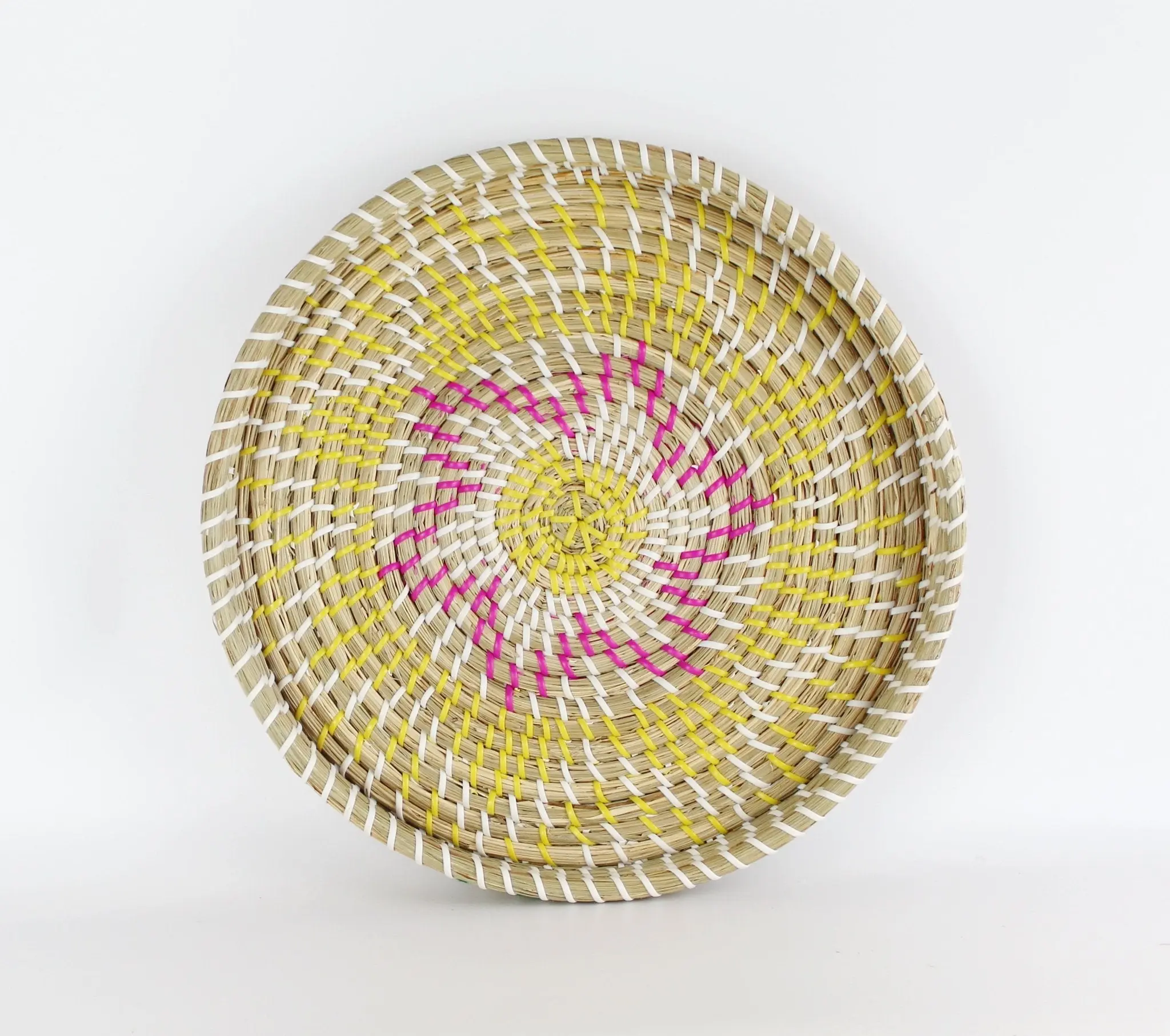 Natural Seagrass Woven Round Serving Tray-14"