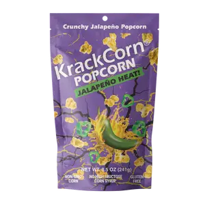 KrackCorn Popcorn Jalapeno Heat! 8.5oz Pack of 1. Unlike Anything You Have Tried Before! Non GMO. Gluten Free. 8.5oz Single Bag. #27
