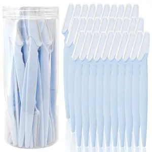 Light Blue Eyebrow Razor and Face Razor for Women and Men, Eyebrow Hair Trimmer and Shaver with Protective Cover, Stainless Steel, Safe, Durable, Compact, Lightweight, Beginners and Newbie Friendly, Facial Eyebrow Trimmer