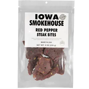 8 oz Steak Bites Red Pepper - All Natural & Gluten Free - 9g of Protein, All USA Beef - 8 Oz (resealable bag)