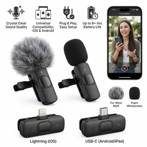 2-Pack Wireless Clip-On Mic for iPhone & Android | Creator Essential for Vlogs & Streams bend restrictors Reusable Christmas Gift Bags Set commercial area rechargeable cabinet light aroma diffuser built-in microphone magnetic smart speaker baby shower,sum