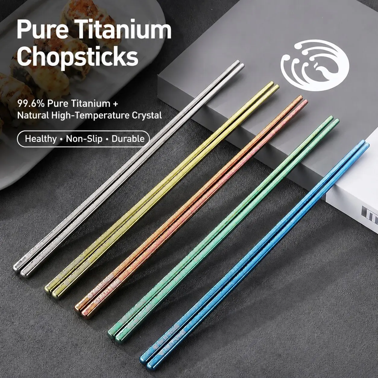 Pure Titanium Colorful Chopsticks, Durable and Lightweight Eating Utensils, Perfect for Daily Use, Elegant Design for Any Table Setting