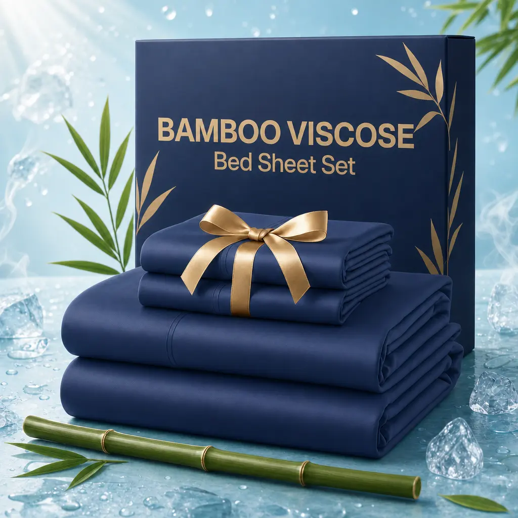 Jollyvogue Extra Deep Pocket Bamboo Sheets - 6 Pcs Breathable & Cooling Bed Sheet Set, Hotel Luxury Fitted Soft Wrinkle-Free Machine Washable For Mattresses, Room Decor, Full/Queen/King Size Pillowcase Sets All Season Bedding