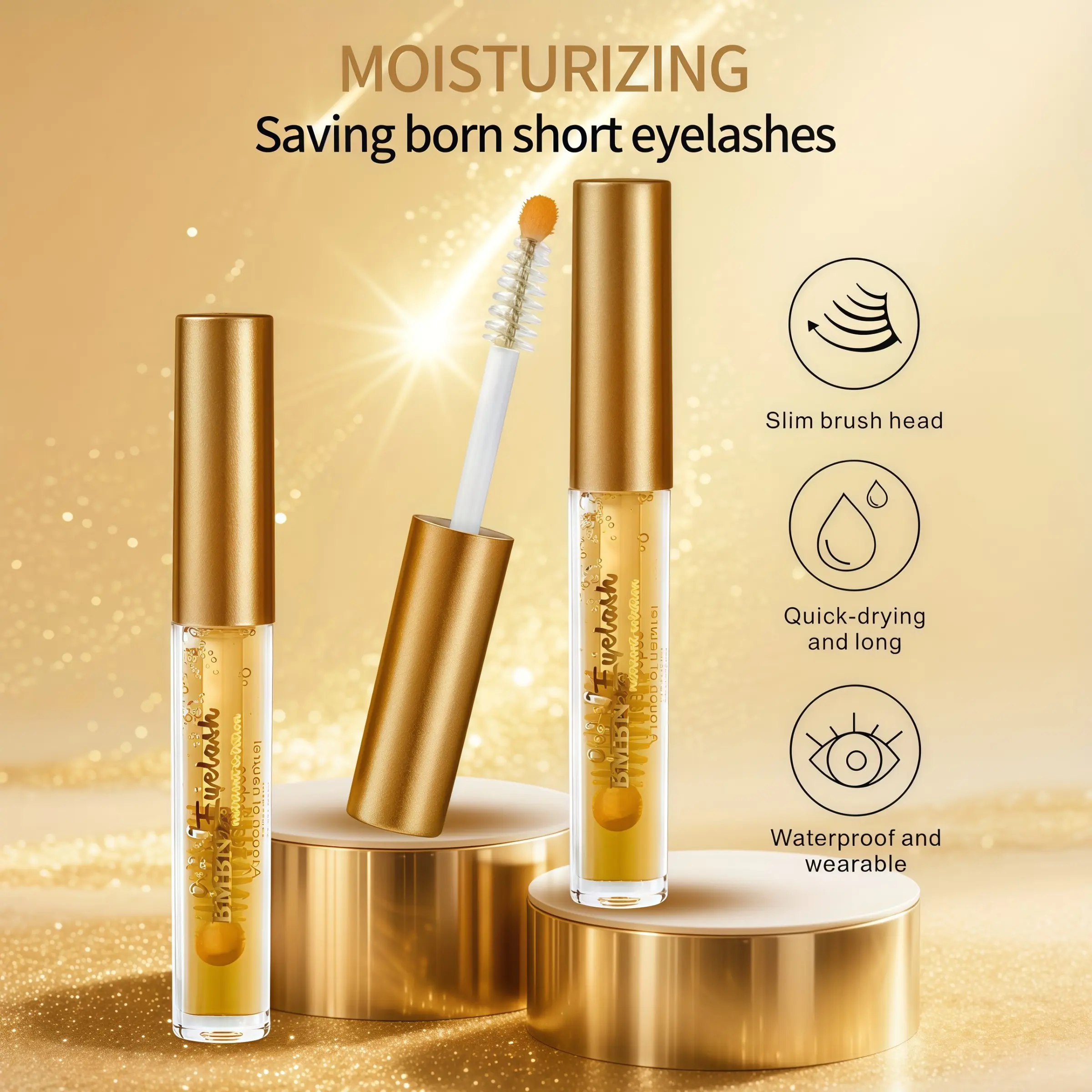 3-Piece Bmbn Mascara and Brow Essence Set, Natural Volumizing and Curling Formula, Nourishing Eye Makeup Gel Mascara Cream