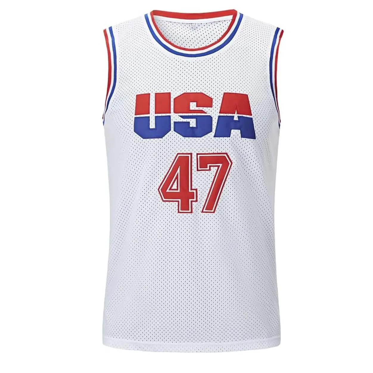 Men's USA Trump 47 Polyester Mesh Basketball Jersey - Stitched Embroidery, Stitched Cuffs, Flexible Fit, American S-XXL Sizes, Athletic Active Tops, Breathable, Short-Sleeve Professional Sports Wear (Mens Jersey Style)