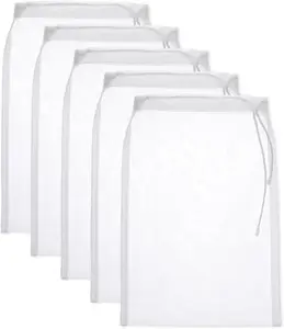 5PCS Reusable Mesh Strainer Filter Bags (6x7.8in) - Fine Nylon Bags for Nut Milk, Coffee, Home Brewing | Kitchen & Tea-Making Straining Tool