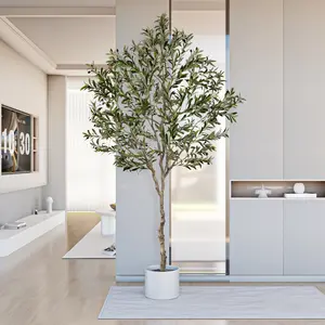 Fluffy 6/7/8ft Artificial Olive Tree, Fake Potted Olive Tree with Branches, Leaves and Fruits, Fake Plant, Indoor Decoration Decorative
